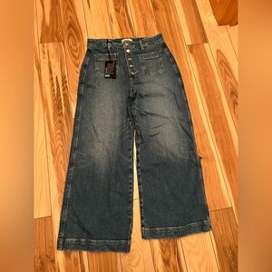 PAIGE Dark Blue Wide Leg Jeans
